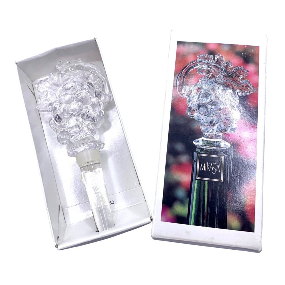 Mikasa Bottle Stopper Lead Crystal Grape Cluster Fruit Collection NEW Gift